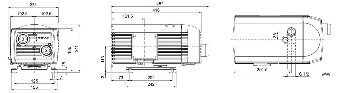 Габаритные размеры (чертеж) Becker DT 4.16