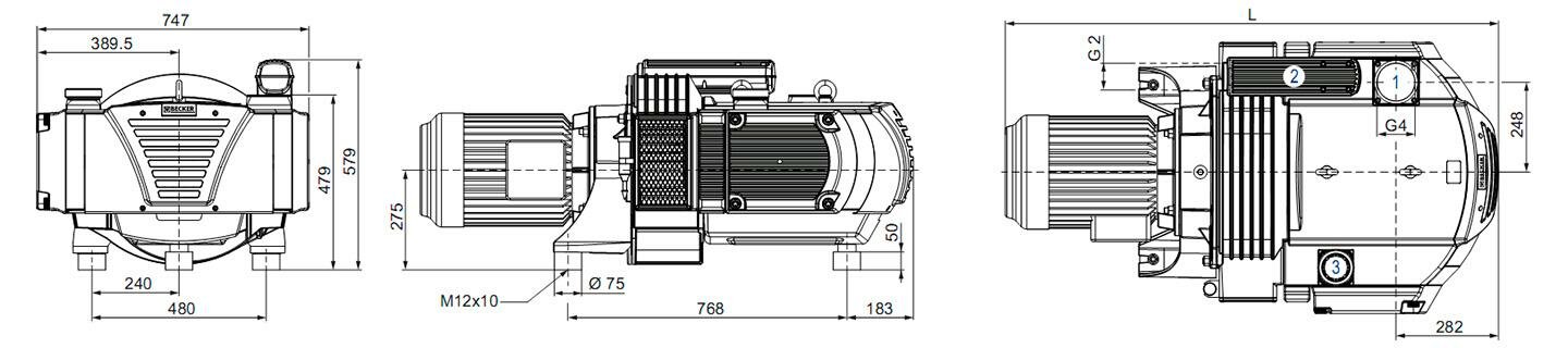 Габаритные размеры (чертеж) Becker DTLF 2.500