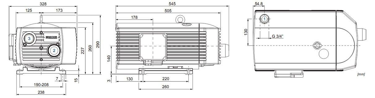 Габаритные размеры (чертеж) Becker DX 4.25 K