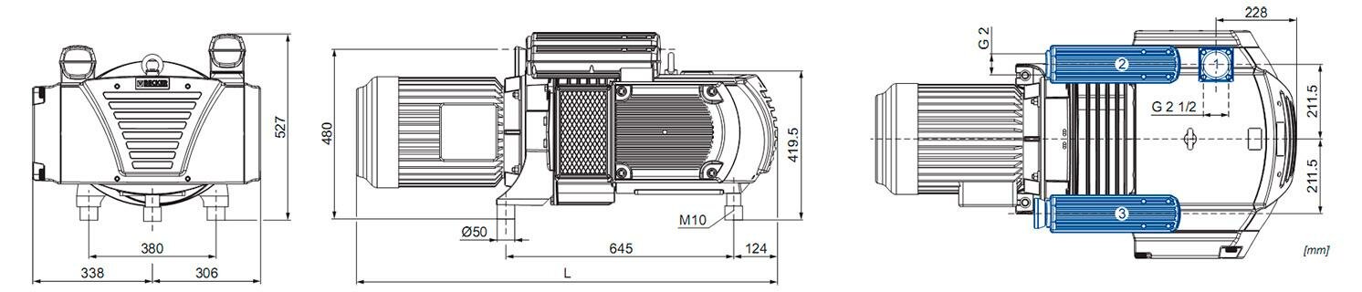 Габаритные размеры (чертеж) Becker DXLF 2.200