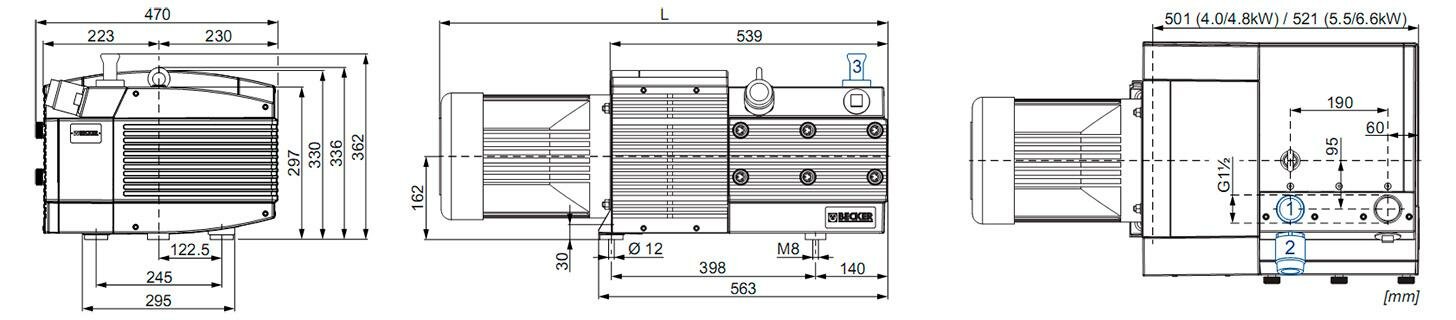 Габаритные размеры (чертеж) Becker KDT 3.100