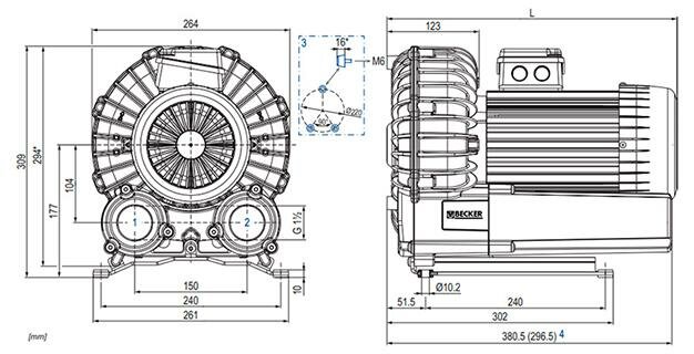 Габаритные размеры (чертеж) Becker SV 130/1 1.1 1F