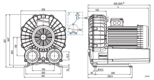 Габаритные размеры (чертеж) Becker SV 200/2 1.1