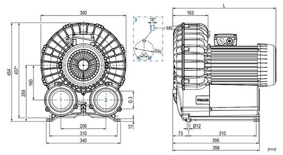 Габаритные размеры (чертеж) Becker SV 400/1 3.0