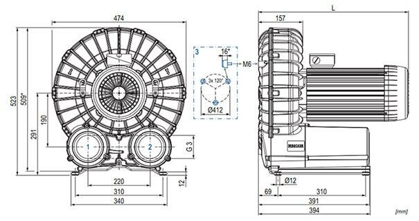 Габаритные размеры (чертеж) Becker SV 500/1 5.5