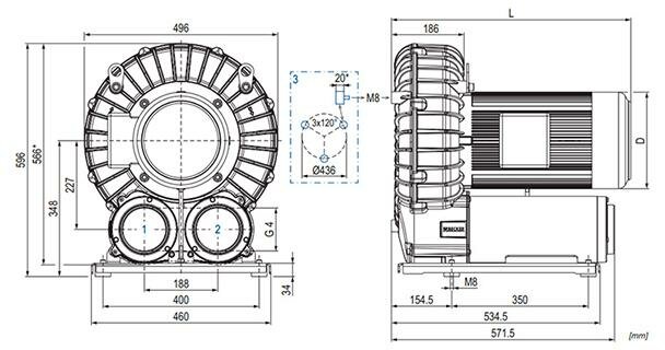 Габаритные размеры (чертеж) Becker SV 700/1 7.5