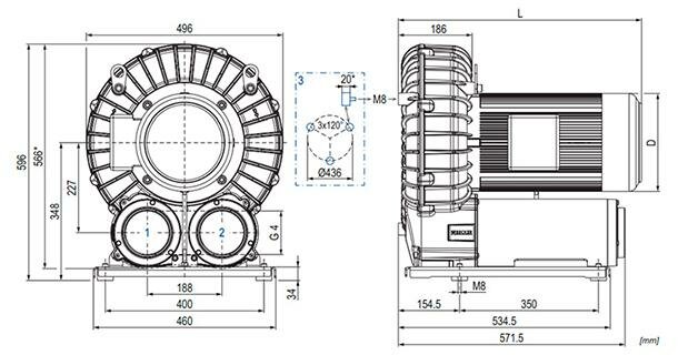 Габаритные размеры (чертеж) Becker SV 700/2 5.5