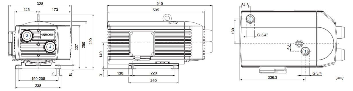 Габаритные размеры (чертеж) Becker T 4.25 DSK