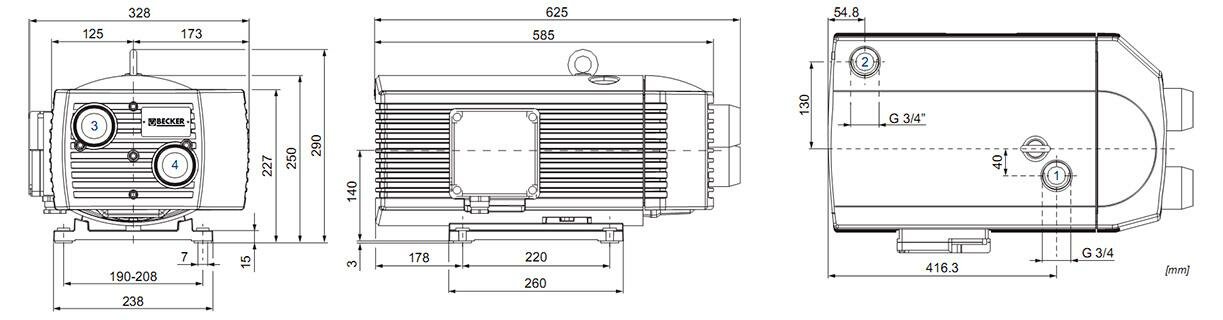 Габаритные размеры (чертеж) Becker T 4.40 DSK