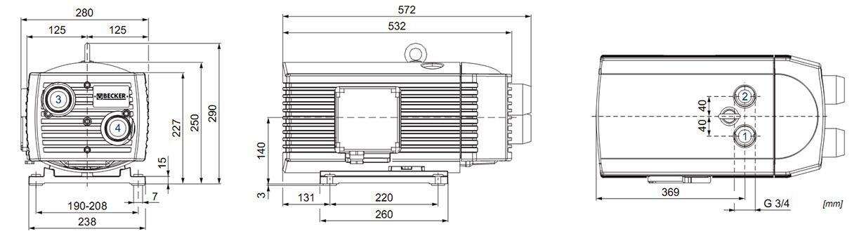 Габаритные размеры (чертеж) Becker T 4.40 DV